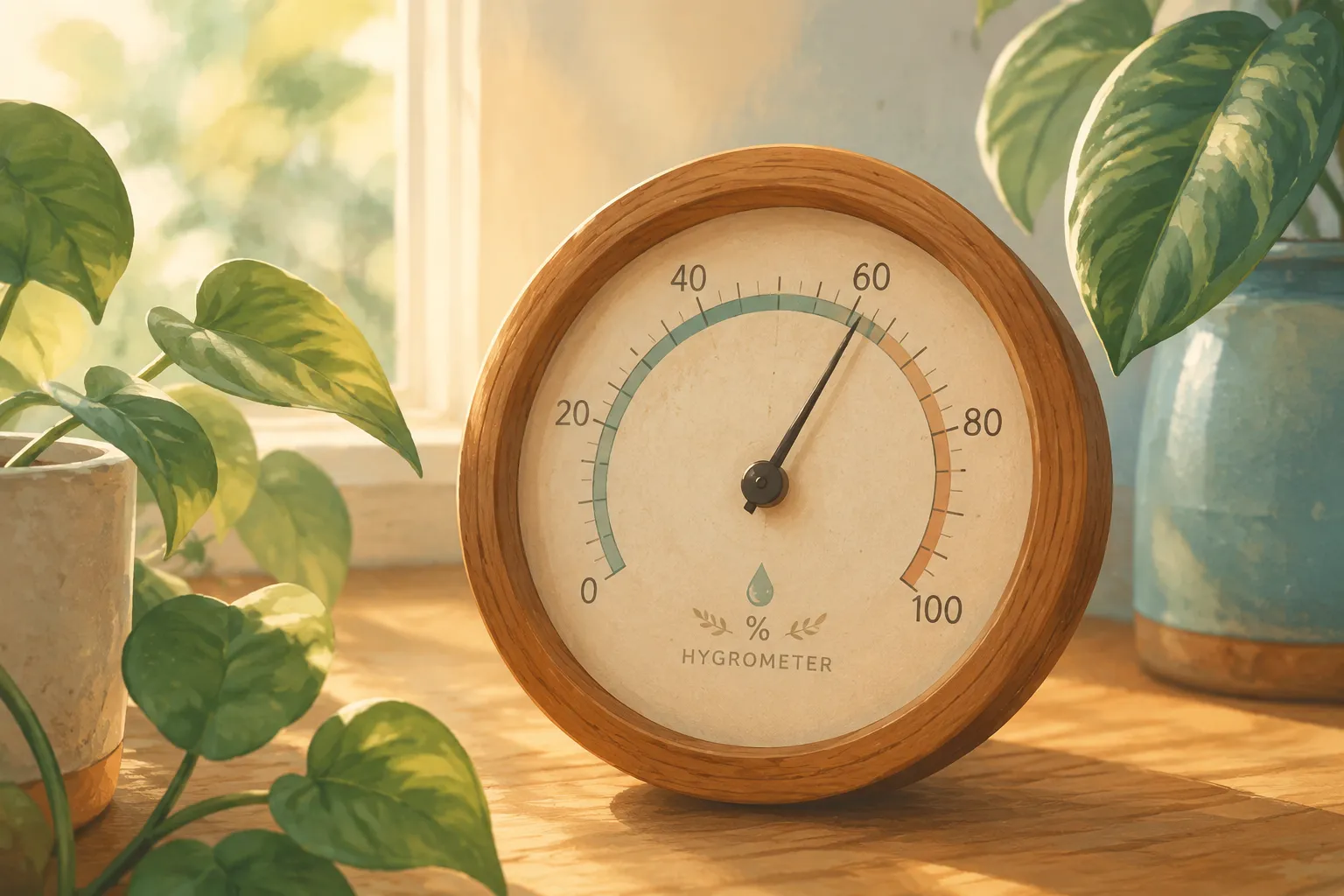 Detailaufnahme eines analogen Haarhygrometers
