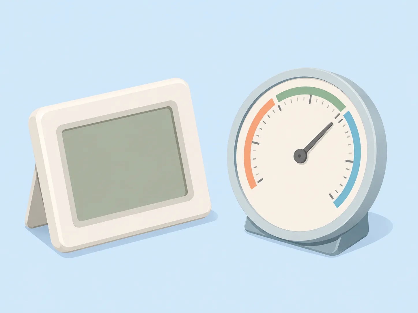 Vergleich von digitalem und analogem Hygrometer