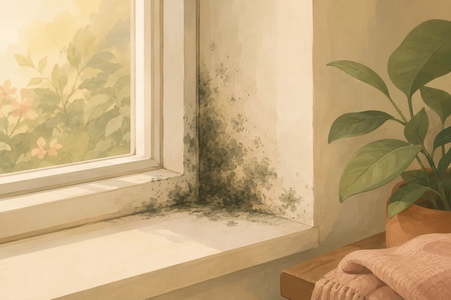 Schimmelbildung an Fensterlaibung